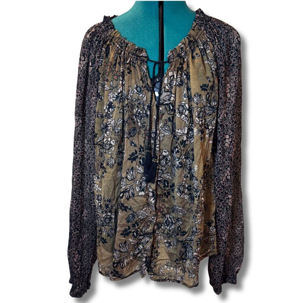 Free People Hendrix Printed Off Shoulder Boho Blouse [S]
